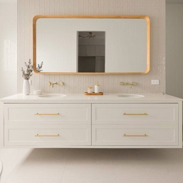 Wall Hung vanity in white with Cali stone top